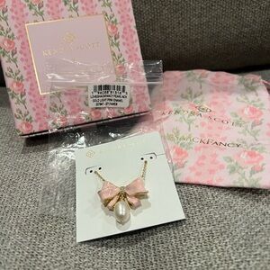 New Kendra Scott Loveshackfancy Pink Bow Pearl Necklace
